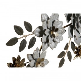 Decorazione da Parete DKD Home Decor 106,7 x 5 x 46,4 cm Grigio Dorato Bianco Fiori Shabby Chic
