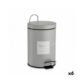 Cestino a pedale Berilo Beauty Products Bianco Grigio Acciaio Plastica 3 L (6 Unità)