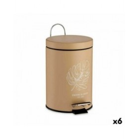 Cestino a pedale Berilo Tropical Bath Bianco Beige Acciaio Plastica 3 L (6 Unità)