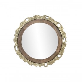 Specchio da parete DKD Home Decor 78,5 x 2,5 x 78,5 cm Dorato Marrone Alluminio Legno di mango