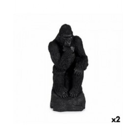 Statua Decorativa Gorilla Nero 20 x 45 x 20 cm (2 Unità)