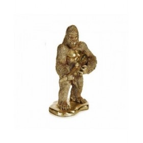 Statua Decorativa Gorilla Chitarre Dorato 16 x 39 x 27 cm (3 Unità)