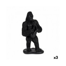 Statua Decorativa Gorilla Sassofono Nero 15 x 38,8 x 22 cm (3 Unità)