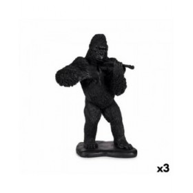 Statua Decorativa Gorilla Violino Nero 17 x 41 x 30 cm (3 Unità)