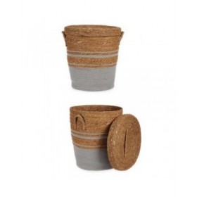 Cesto Gift Decor YY21620J03L1 Marrone Grigio Alghe marine (4 Unità)