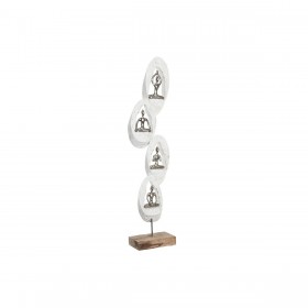Statua Decorativa DKD Home Decor 18 x 9 x 69 cm Marrone Alluminio Bianco Legno di mango Yoga