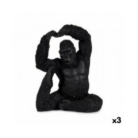 Statua Decorativa Yoga Gorilla Nero 15,2 x 31,5 x 26,5 cm (3 Unità)