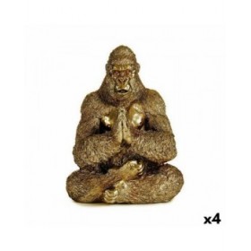 Statua Decorativa Yoga Gorilla Dorato 16 x 27,5 x 22 cm (4 Unità)