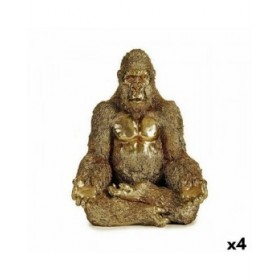 Statua Decorativa Gorilla Yoga Dorato 19 x 26,5 x 22 cm (4 Unità)
