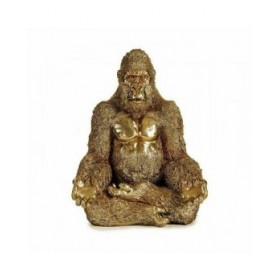 Statua Decorativa Gorilla Yoga Dorato 19 x 26,5 x 22 cm (4 Unità)