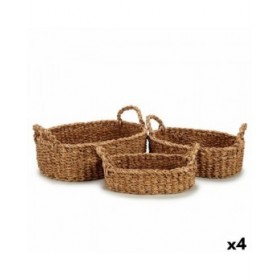Set di Cesti Con manici Marrone 750 ml 1,5 L 3 L 37 x 23,5 x 17 cm 33 x 20 x 15,5 cm 25 x 16 x 13,5 cm (4 Unità)
