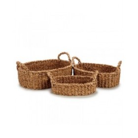 Set di Cesti Con manici Marrone 750 ml 1,5 L 3 L 37 x 23,5 x 17 cm 33 x 20 x 15,5 cm 25 x 16 x 13,5 cm (4 Unità)