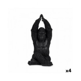 Statua Decorativa Gorilla Yoga Nero 18 x 36,5 x 19,5 cm (4 Unità)