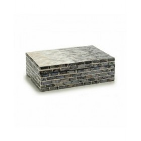 Scatola Decorativa Grigio Madreperla Truciolare 15,2 x 7,2 x 25 cm (4 Unità)