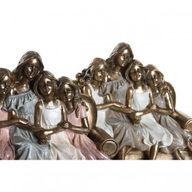 Statua Decorativa DKD Home Decor 17 x 10,5 x 15,5 cm Rosa Dorato Bianco (2 Unità)