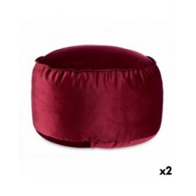 Puff Velluto Rosso Granato 60 x 39 x 60 cm (2 Unità)