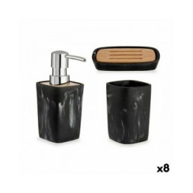 Set da Bagno Berilo B5646-S3 Nero Bambù Plastica (8 Unità)