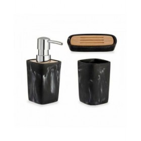 Set da Bagno Berilo B5646-S3 Nero Bambù Plastica (8 Unità)