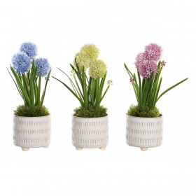 Pianta Decorativa DKD Home Decor Schiuma Azzurro Rosa Giallo polipropilene 15 x 15 x 30 cm (3 Pezzi)