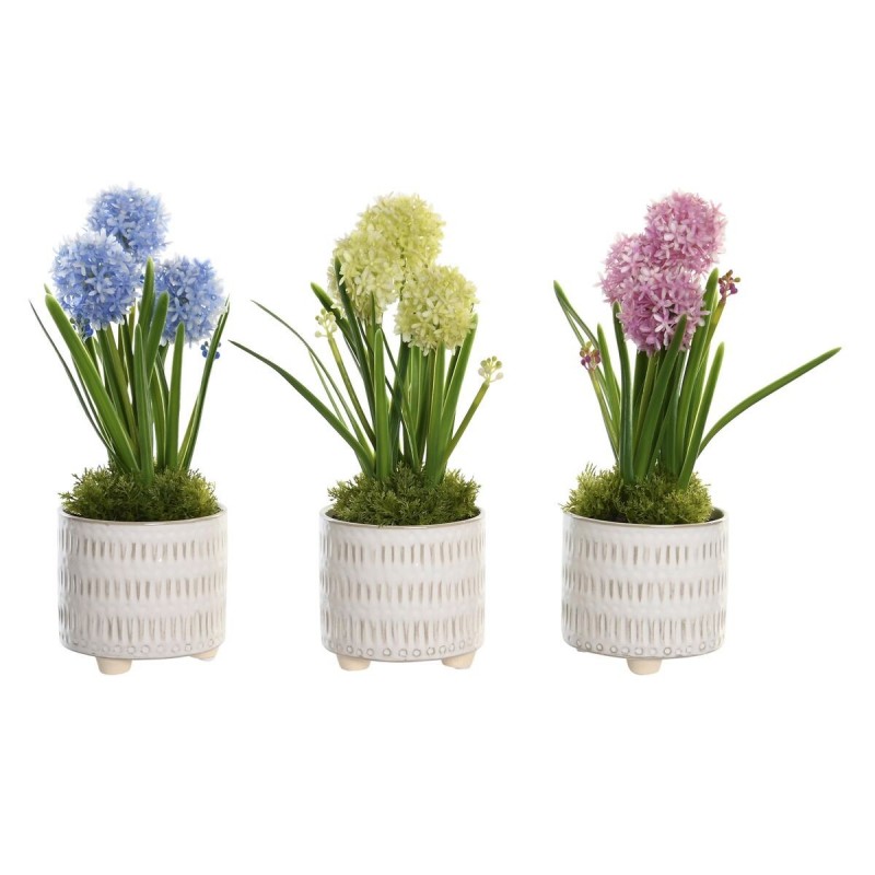 Pianta Decorativa DKD Home Decor Schiuma Azzurro Rosa Giallo polipropilene 15 x 15 x 30 cm (3 Pezzi)