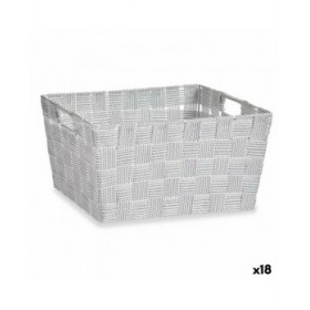Cestino Multiuso Kipit A3-6883 Bianco Stoffa 30,4 x 14 x 20 cm (18 Unità)