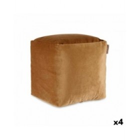 Puff Velluto Beige 30 x 30 x 30 cm (4 Unità)