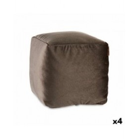 Puff Velluto Grigio 30 x 30 x 30 cm (4 Unità)