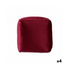 Puff Velluto Rosso Granato 30 x 30 x 30 cm (4 Unità)