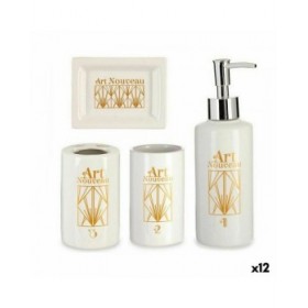Set da Bagno Berilo DW20800-D Bianco Dorato Ceramica (12 Unità)