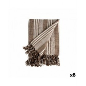 Foulard Multiuso Righe 235 x 205 cm Bianco Beige (8 Unità)