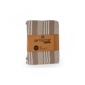 Foulard Multiuso Righe 235 x 205 cm Bianco Beige (8 Unità)