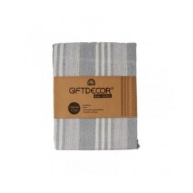 Foulard Multiuso Righe 235 x 205 cm Bianco Grigio (8 Unità)