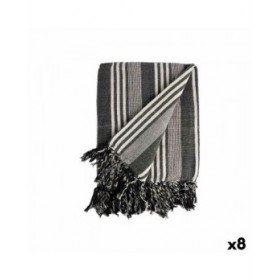Foulard Multiuso Righe 235 x 205 cm Bianco Grigio (8 Unità)