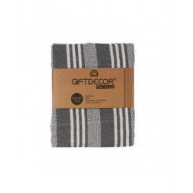 Foulard Multiuso Righe 235 x 205 cm Bianco Grigio (8 Unità)
